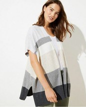New Ann Taylor LOFT Gray Colorblock Thin Knit Open Poncho Cardigan Sweater XS/S - £23.97 GBP