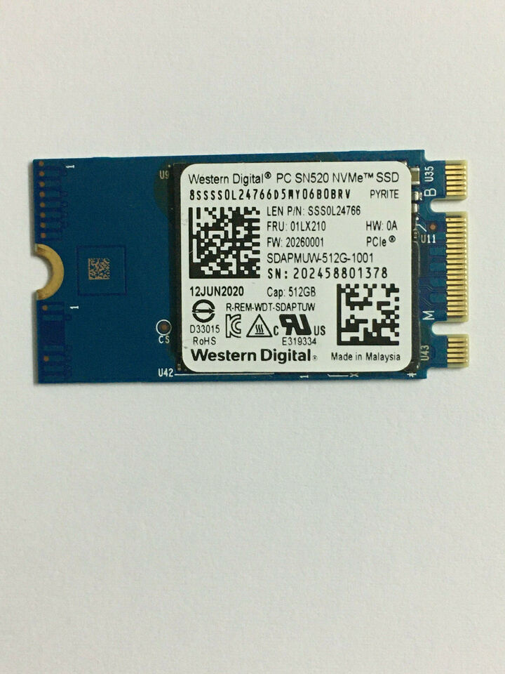Western Digital PC SN520 NVMe SDAPMUW-512G-1001 512GB SSD M.2 2242 PCIe3 x 2 SSD - $61.68
