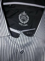 NYR NEW YORK MEN&#39;S LS BLACK/WHITE PINSTRIPE DRESS SHIRT-XXL(18.5)-NWOT-G... - £10.28 GBP