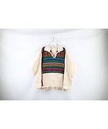 Vintage 60s Boho Chic Womens Large Fringed Striped Tapestry Tunic Shirt ... - $1,446.14 MXN