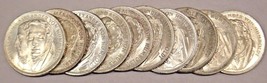 LOT OF 10 COINS GERMANY 5 MARK SILVER COIN 1967F HUMBOLDT RARE BU UNC IN... - $280.11