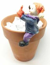NATURE SERIES Hand Painted Poly Resin Snowman Pot Sitter 2.5 inches (Blu... - $12.50