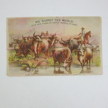 Victorian Trade Card St. Louis Beef Canning Co Cowboy Steer Cattle Water... - $9.99