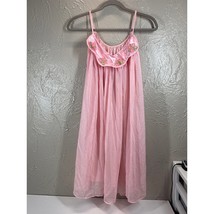 Vintage Pink Babydoll Nightie Nightgown Floral Embroidered Womens Size M... - $820.07 MXN
