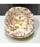 2 Johnson Brothers ROSE CHINTZ Square Coupe Cereal Bowls 6.25&quot; - £18.68 GBP