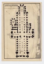 1906 Original Antique Plan Of Lichfield Cathedral / England - £19.48 GBP