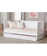 Ygritte Modern White Wood Twin Daybed with Scalloped Edges - $13,830.86 MXN