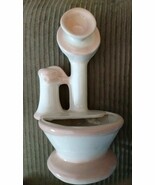 VINTAGE  Pink &amp; White CANDLESTICK TELEPHONE CERAMIC SHELF PLANTER VASE - £23.73 GBP