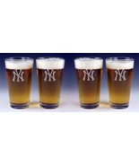  SET OF 4  New York Yankees Beer Pint Etched Glasses FREE Decal   - £28.52 GBP