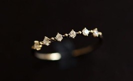 14ct Solid Gold Zirconia Bling Row Stackable Ring -Dainty, slim, 14K Au585, gift - £109.18 GBP