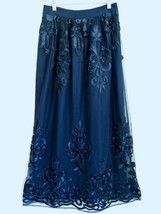 NWT Belle Badgley Mischka Maxi Evening Skirt 4 Ribbon Embroidered Mesh N... - $44.99