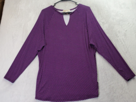 Michael Kors Blouse Top Womens Small Purple Geo Print Long Sleeve keyhole Neck - £21.39 GBP