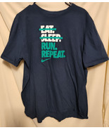 Nike Shirt XL Blue Athletic Running Eat Sleep Run Repeat Swoosh 100% Cot... - £5.95 GBP