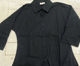 Women’s Black Shirt Truth+Style Woven Dolman Sleeve Shark bite Hem XS Basic Work - £7.99 GBP