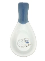 Vintage Otagiri Hand Crafted Ceramic Cat Spoon Rest Japan Blue &amp; White Spoon - £10.19 GBP