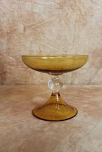 Vintage Amber Glass Pedestal Bowl 7&quot; DH3079 - $35.14 CAD