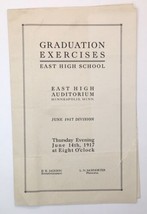 c.1917 Graduation Exercises Program East High School Minneapolis MN w/ Names - £13.92 GBP