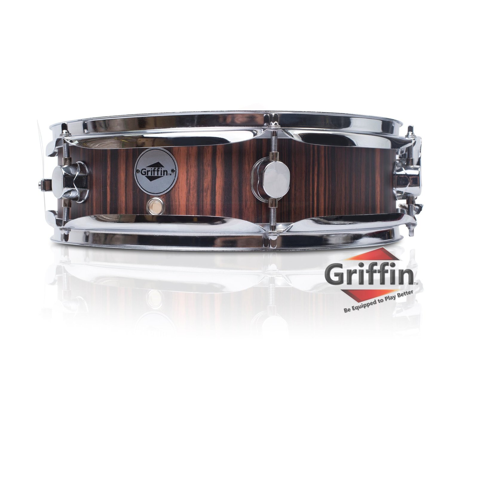 Piccolo Snare Drum 13" x 3.5" by GRIFFIN - 100% Poplar Wood Shell with Black Hic