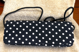 La Regale Black &amp; White Spotted Evening Bag Purse Long Strap Good Shape - $18.32