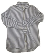 Men&#39;s Timberland L/S Button Down Shirt Muted Brown Blue White Striped Large - £15.77 GBP