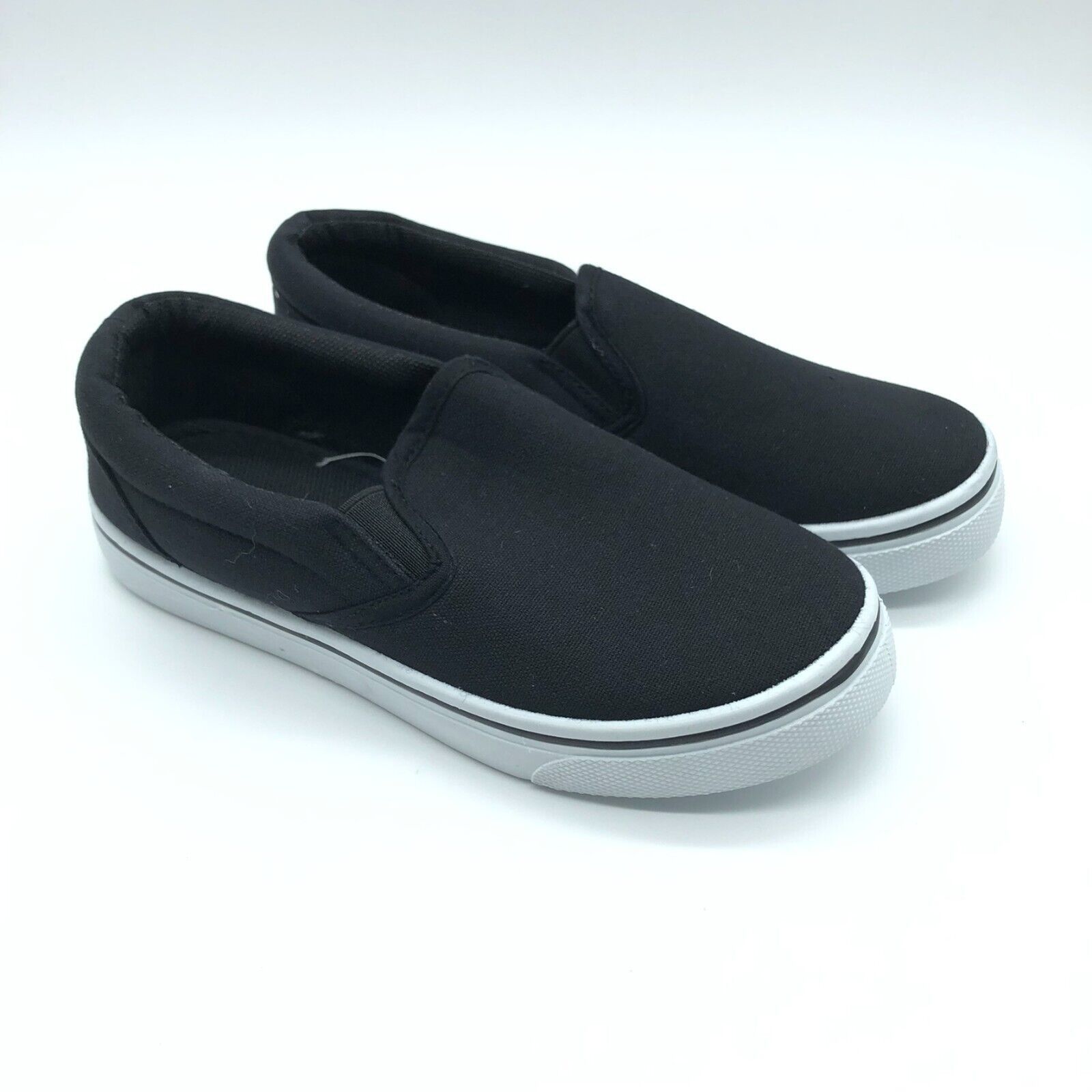 Primary image for Navig8 Boys Girls Slip On Sneakers Canvas Basic Black Size 1
