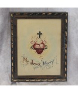 Sacred Heart Handmade Print My Jesus Mercy  Framed Vintage - €145,76 EUR