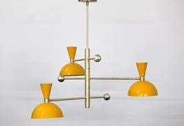 Inspired 3 Arm 3 Light Modern Mid Century Brass Chandelier Luminaire Light - $442.53