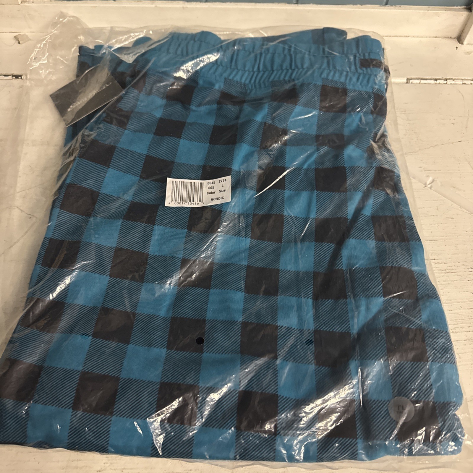 NEW Eddie Bauer Sleepwear Women&#39;s L Nordic Blue Plaid Pajama Bottoms Sle... - $29.69