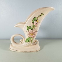 Vintage Hull Pottery Pink Magnolia Cornucopia Vase H 10, 8 1/2 - £12.55 GBP