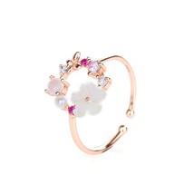 Lady Small Fresh Shell Flower Rose Gold Open Rings Fashion Korean Jewelry For Wo - £7.13 GBP