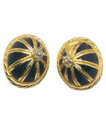 Vintage Christian Dior Gold Black Enamel Clip On Earrings Missing One En... - £118.02 GBP