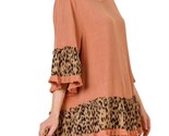 Umgee Animal Print Ruffle Hem Top Peach - $35.00