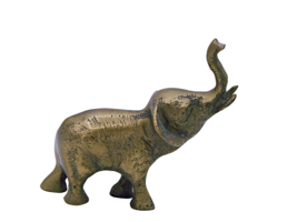 Small Vintage Brass Elephant Statue Figurine Retro Home Decor Trunk Up Good Luck - £17.64 GBP