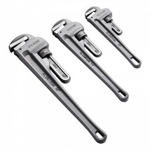 3-Piece Pipe Wrench Set, 10&quot; 14&quot; 18&quot; Aluminum Straight Pipe Wrench, Adjustab... - £45.86 GBP