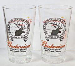 Lot of 2 Budweiser 2004 Rocky Mountain Elk Foundation Beer Glasses 16oz 6&quot; Tall - £14.56 GBP