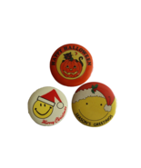 Vintage Lot 3x Pin Back Button Badge Halloween Swib Lisle Christmas Russ... - $9.50