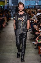Casual Party Lambskin Stylish 100%Original Soft Black Wear Jumpsuit Leat... - $210.38+