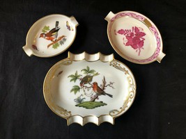 Lot of 3 Antique HEREND porcelain ashtrays . All with the herend mark - £46.41 GBP