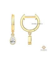 Lab Grown Diamond Pear drop Hoop Earrings Huggie Earrings 14k Gold Tiny ... - $11,423.70 MXN+