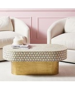 Handmade Bone Inlay Oval Coffee Table, Bone Inlay Table, Bone Inlay Furn... - $1,262.92 CAD