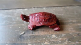 Vintage Hand Carved Wood Turtle Trinket 2 5/8&quot; - £15.69 GBP