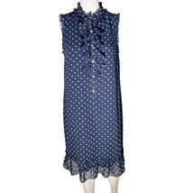 Tommy Hilfiger Navy Blue Polka Dot Sleeveless Ruffle Dress - $469.25 MXN