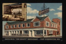 FISH SHANTY Restaurant Port Washington WI * Multi View linen postcard no... - $5.89