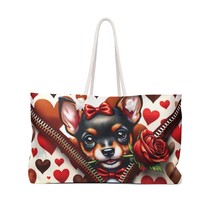 Weekender Bag, Cute Dog, Pinscher Valentines Day, Large Weekender Bag, Beach Bag - £39.08 GBP