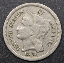 1881 Three-Cent Piece (Nickel) Free S/H  20230082 - $29.99