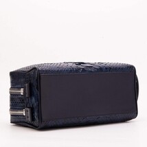 The Belluno Navy Blue Python Leather Men’s Essentials Bag image 4