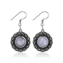 Round 7MM Natural Charoite Purple Stone Earrings for Women Silver Drop Earrings  - £16.27 GBP