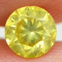 Yellow Diamond Natural Loose 0.47 Carat SI2 Certified Real Round Shaped Enhanced - £231.40 GBP