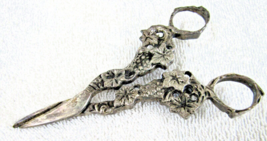 Antique Dutch Grapevine Silver Plated Scissors 5&quot; Long  - £61.52 GBP