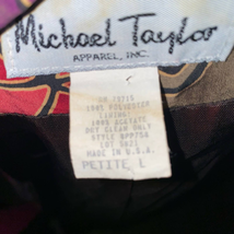 Vintage Retro abstract print one button Blazer Michael Taylor Petite Large  - $27.80